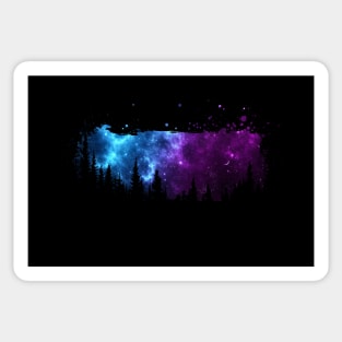 Dark Forest with starry sky Sticker